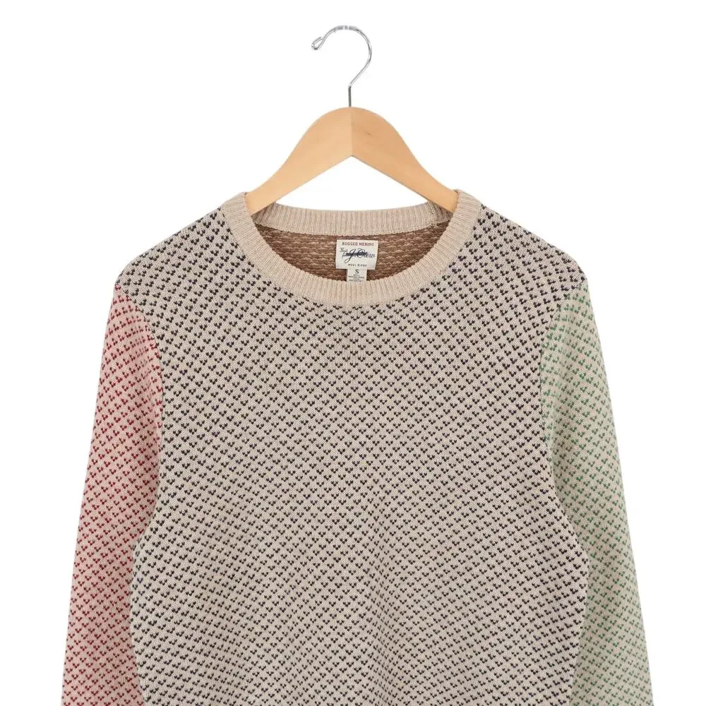 NWOT J.Crew Men's Rugged Merino Wool-Blend Bird's-Eye Sweater Multicolor Small